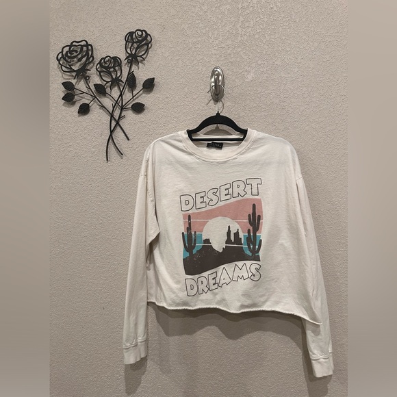 Zutter Desert Dreams Long Sleeve Crop Top Raw Hem Size Medium - Picture 2 of 7
